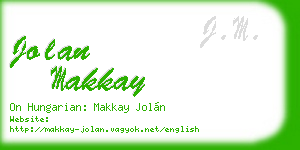 jolan makkay business card